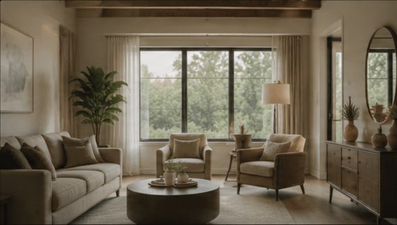 A finished unit's living room
